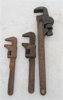 3 pcs Assorted Sized Pipe Wrenches