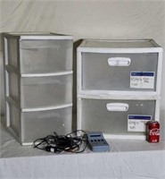 2 Plastic Totes with Drawers and Medical
