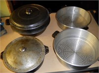 Multi level steamer pot & black pot with lids