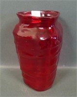 Consolidated Red Catalonian Tri Cornered Vase