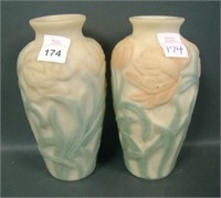 Two Consolidated Satin Glass Decorated Jonquil