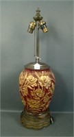 Consolidated Red/Gold Le Fleur Vase in Lamp Base