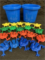 Plastic Press Jumping Frogs in Tubs Game