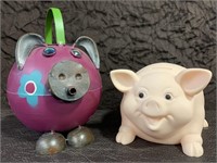 Pigs - Metal Basket & Plastic Coin Bank