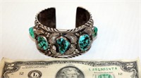 Turquoise & Silver Navajo Bracelet by Francisco