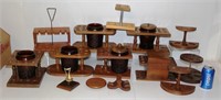 Large Lot of Pipe Stands Humidors Wood Glass