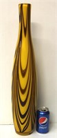 Tall Yellow Hand Blow Decor Art Vase 24"