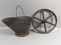 Cast Iron Wheel & Coal Scuttle