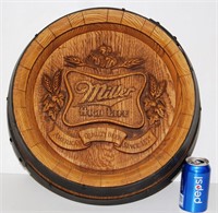 Vintage Miller Beer Faux Keg Wood Barrel Top Sign