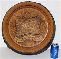 Vintage Miller Beer Faux Keg Wood Barrel Top Sign