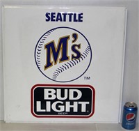 Seattle M's & Bud Light Beer Metal Sign