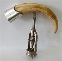 Antique CorkScrew Boar's Tusk Sterling End