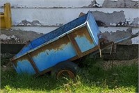 Blue dump buggy for 4 wheeler or lawn mower