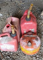 Group of 4 gas cans