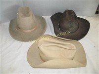 3pc Vintage Western Hats - Empire Hat Co / Grizzly