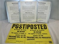 5pc Warning / Posted Signs - Traps / Trespassing