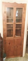 Vintage Wood Corner Curio Cabinet