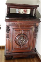 ORNATE BAR CABINET WITH MIRROR