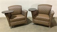 (2) Rolling Lounge Chairs With Table