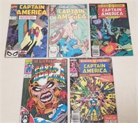 (5) Vintage Marvel Captain America Comic Books