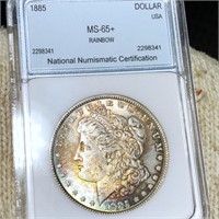 1885 Morgan Silver Dollar NNC - MS65+ RAINBOW