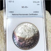 1921-S Morgan Silver Dollar NNC - MS65+
