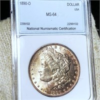 1890-O Morgan Silver Dollar NNC - MS64