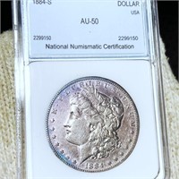 1884-S Morgan Silver Dollar NNC - AU50