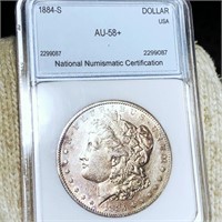1884-S Morgan Silver Dollar NNC - AU58+