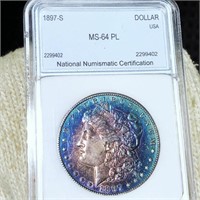 1897-S Morgan Silver Dollar NNC - MS 64 PL
