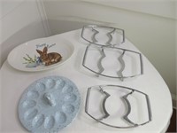 Three Trivets, Egg Plate & Easter Platter
