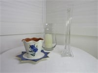 Vietri Plate, Planter & 2 Glass Vases