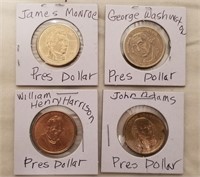 (4) President $1 One Dollar Coins