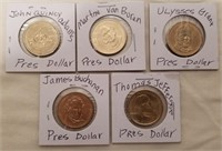 (5) President $1 One Dollar Coins