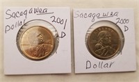 (2) Sacajawea $1 One Dollar Coins