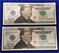 (2) Donald J Trump 2020 Bills Novelty Money