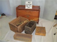 Vintage Wood Bread Box & Wood Boxes