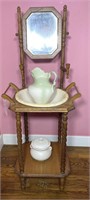 Antique Wash Stand With Pitcher Basin