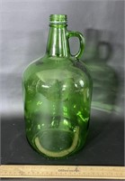Green Glass Thumbhole Jar