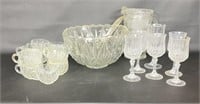 Punch Bowl, Cups, Pitcher, and Glasses