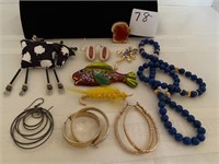 Necklace, Pins, Earrings