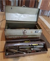 Metal Tool Box w/Tools & More