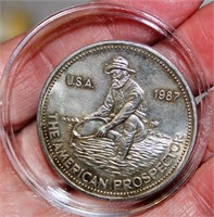 1 Oz .999 Fine Silver Coin American Prospector