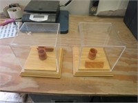 Pair of Baseball Display Stands w/ Plastic Case