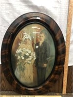 Antique Oval Framed Antique Color Wedding Picture
