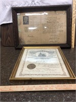 Framed Certificates (19th Century, etc...)