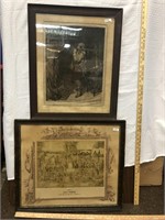 (2) Framed Vintage Pieces Wall Art