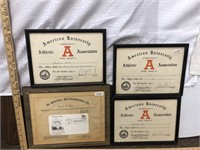 Lot of (4) Framed Certificates