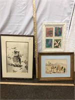 (3) Pieces Art incl Middle Eastern Watercolor,