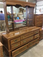 Broyhill dresser and vanity mirror 66” wide, 74”